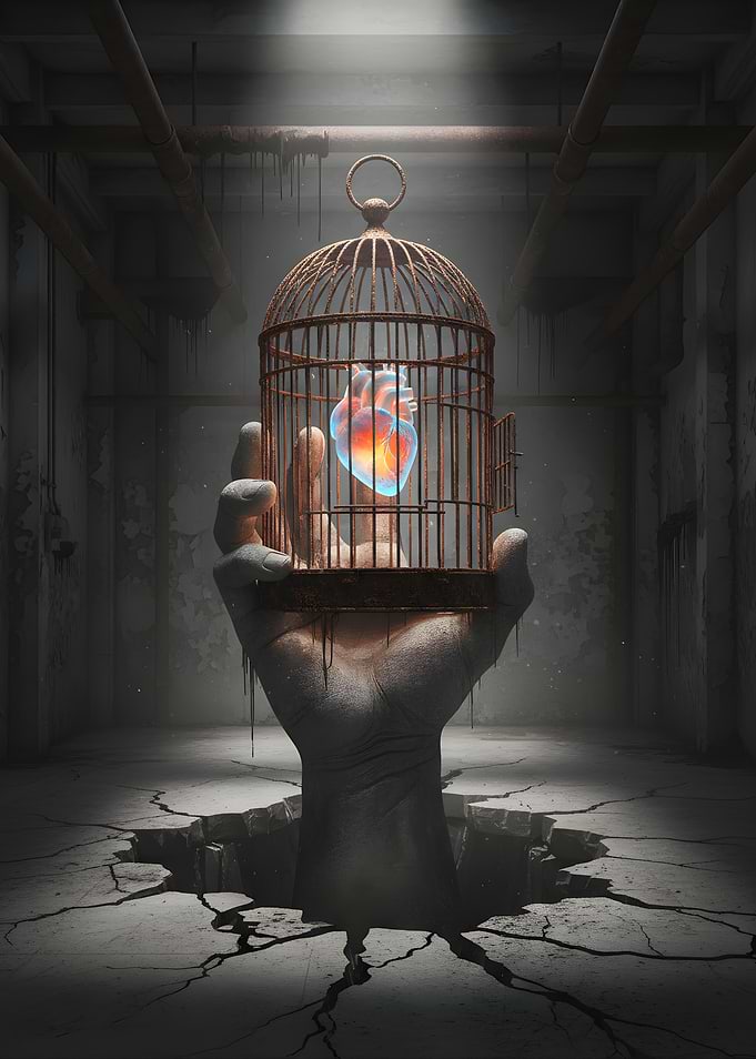 Caged Heart in Hand