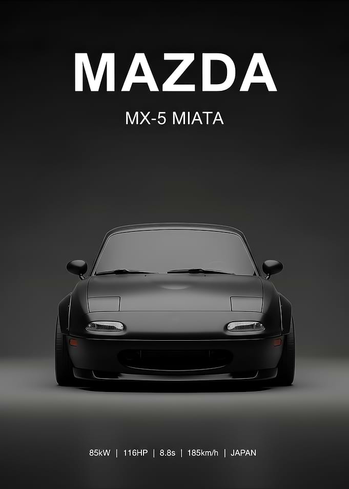 black Mazda MX-5 Miata Car Poster