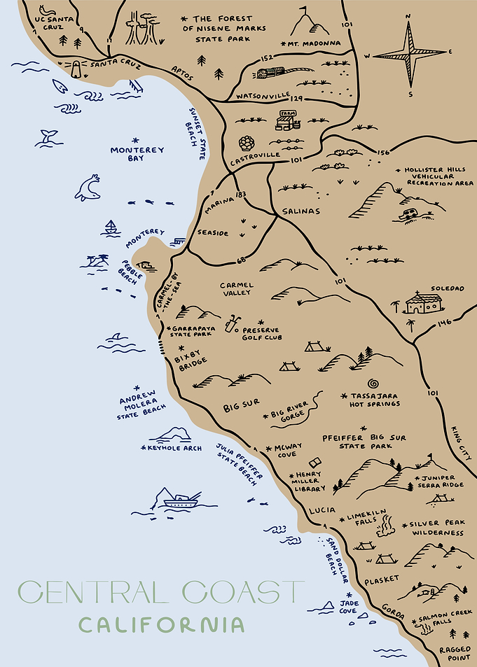 Central Coast California Illustrated Map