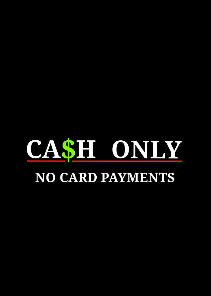 Cash Only Sign
