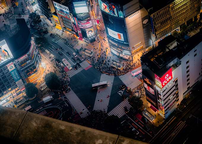 Shibuya Crossing at Night, Tokyo