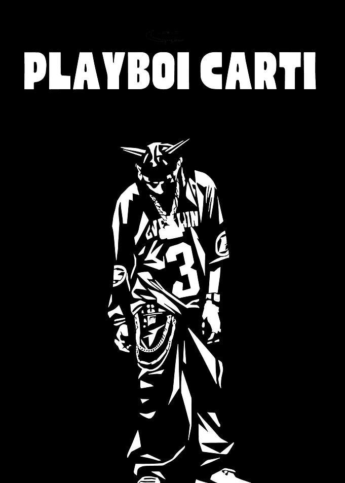 Playboi Carti Black and White Portrait