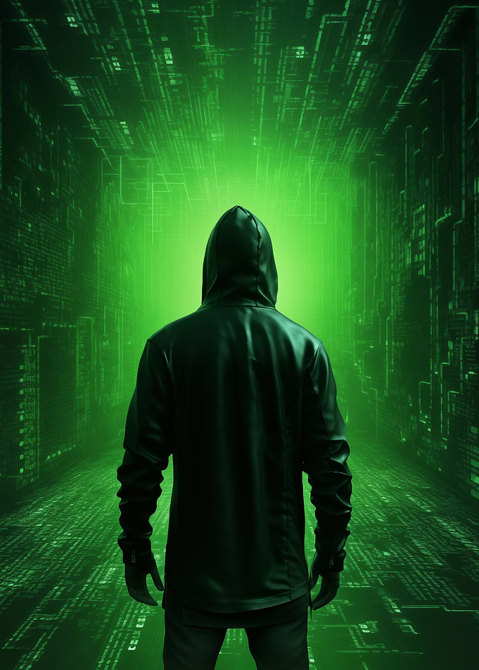 Figure in Digital Green Space