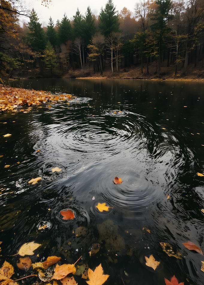 Autumn Leaves on Water