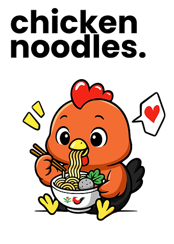 Chicken Noodles Cartoon Illustration