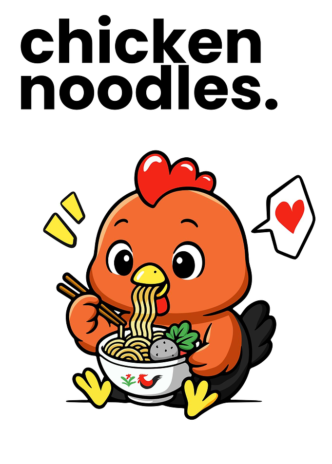 Chicken Noodles Cartoon Illustration