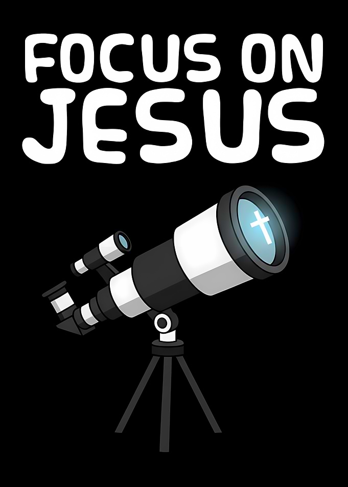 Focus on Jesus Telescope Illustration