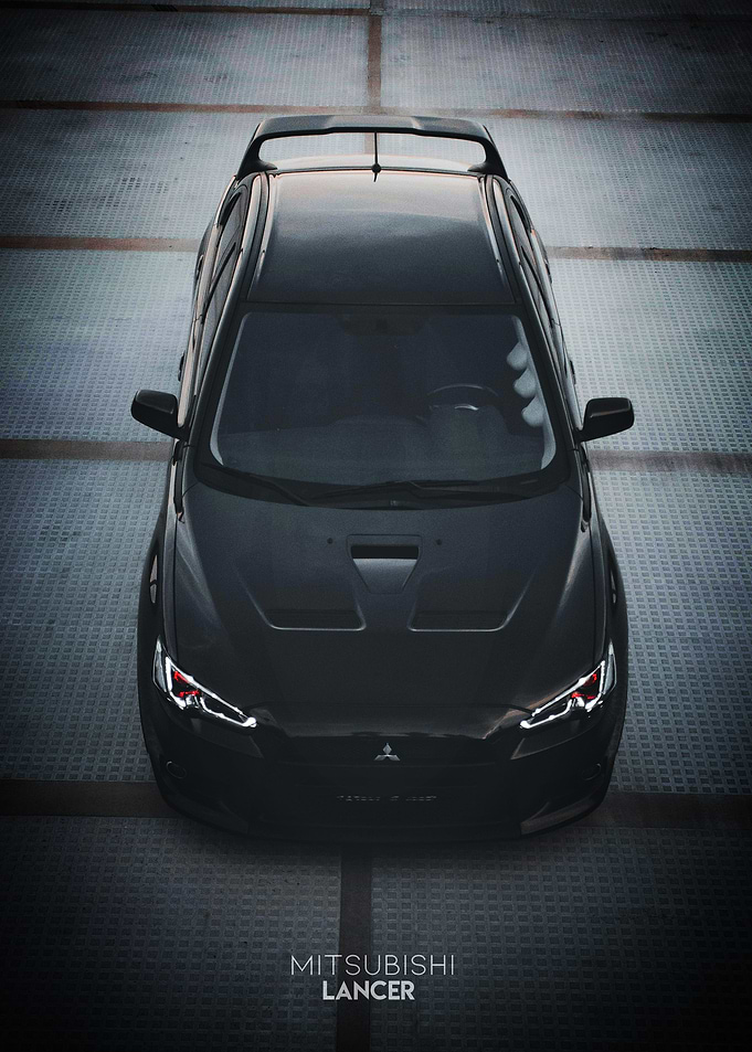 Mitsubishi Lancer Top View Poster