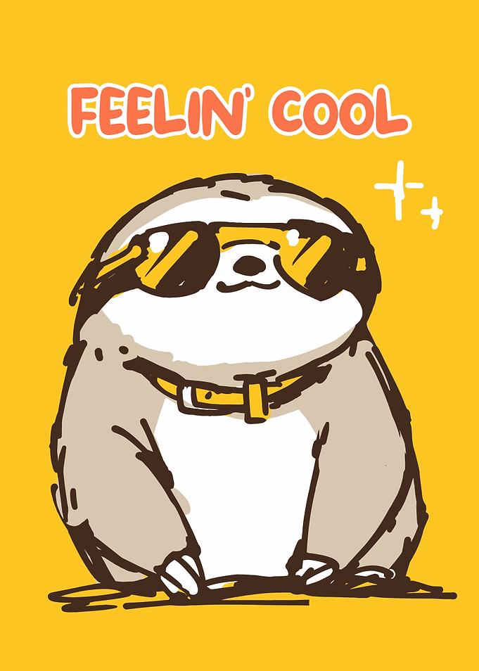 Cool Sloth Cartoon Illustration