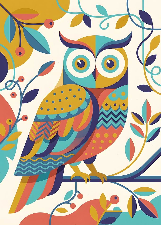 Colorful Geometric Owl Illustration