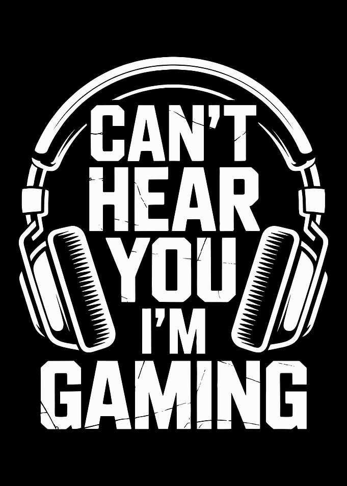 Can’t Hear You I’m Gaming Poster, Gamer Headphones Wall Art, Minimal Gaming Room Print