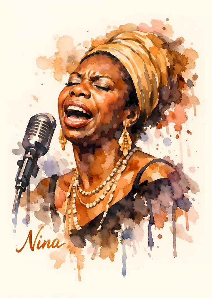 Nina Simone Watercolor Portrait