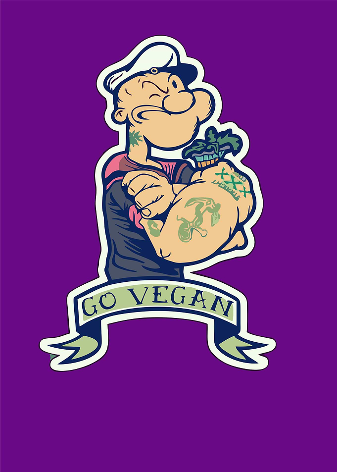 Popeye Go Vegan Cartoon Illustration