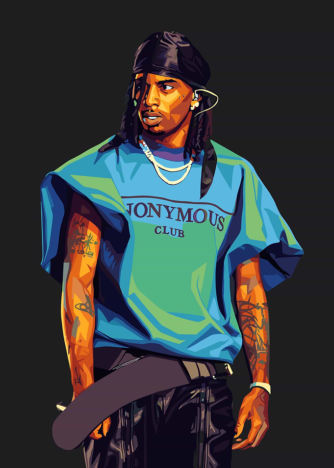 Playboi Carti in Durag and Graphic Tee