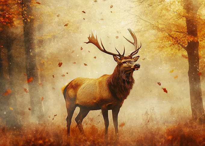 Majestic Deer in Autumn Forest