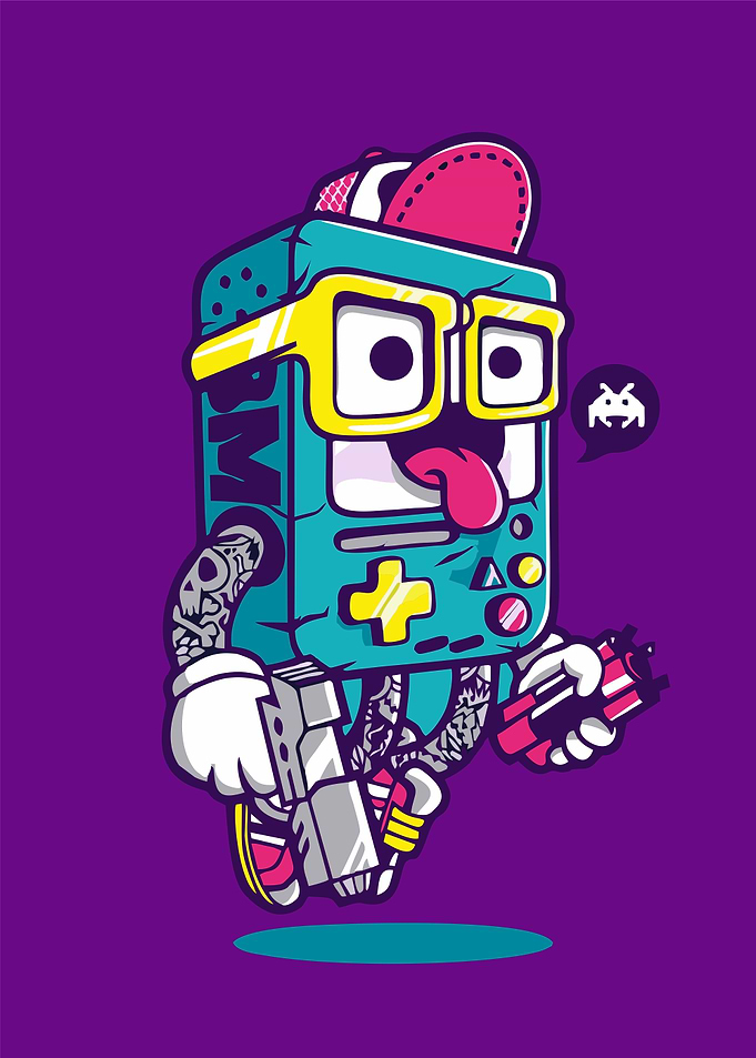 Cartoon Game Console Character Illustration