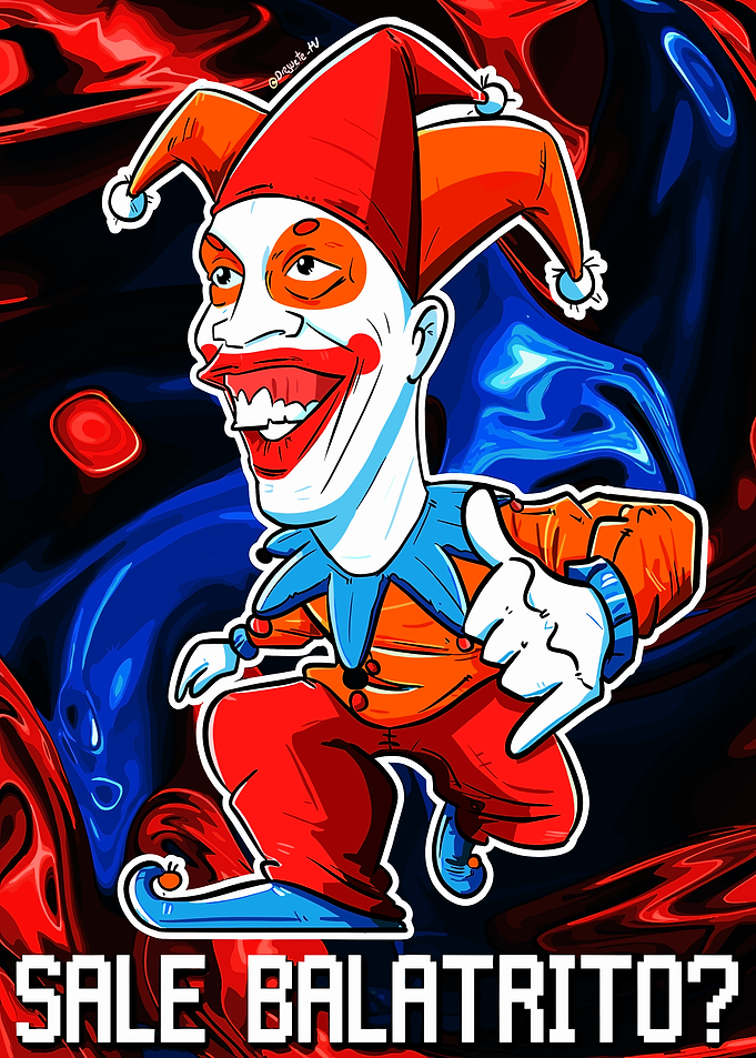 Cartoon Clown Character with Sale Text
