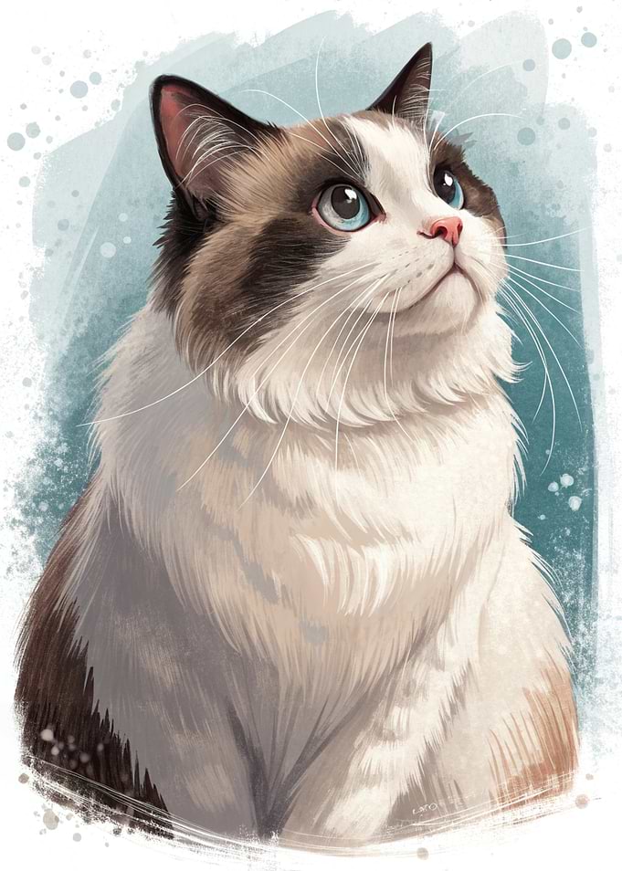 Ragdoll Cat Portrait Digital Art