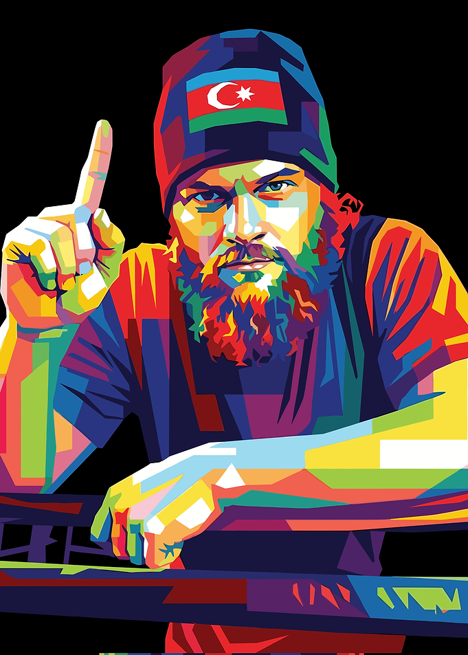 Colorful Portrait with Azerbaijan Flag Beanie