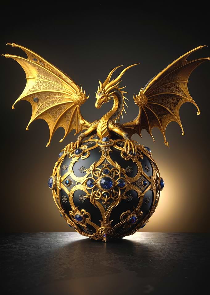 Golden Dragon on Jeweled Orb