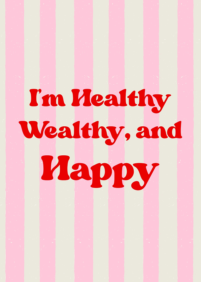 Healthy, Wealthy, and Happy Positive affirmation Text Art