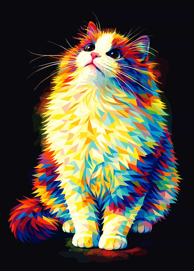Colorful Geometric Cat Portrait