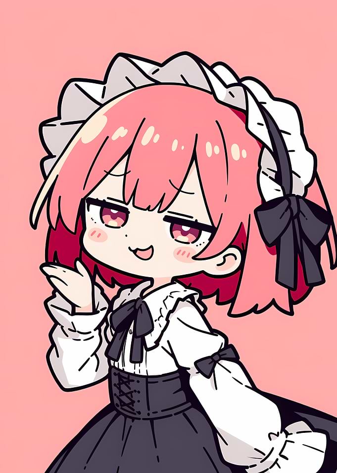 Chibi Maid with Pink Hair
