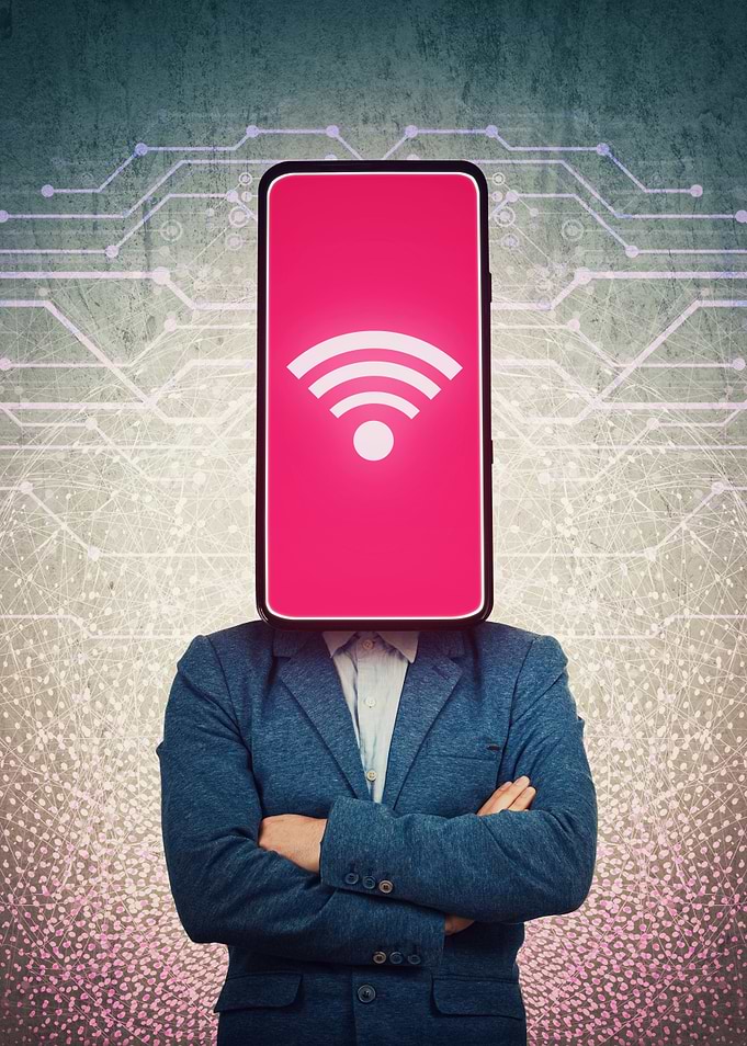 Smartphone Head with WiFi Symbol