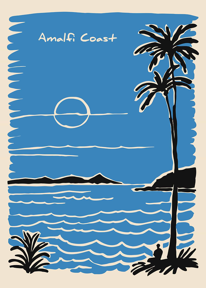 Amalfi Coast Travel Poster Illustration