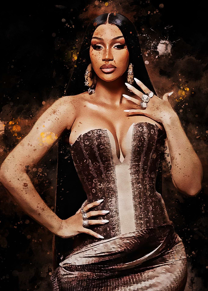 Cardi B Portrait with Abstract