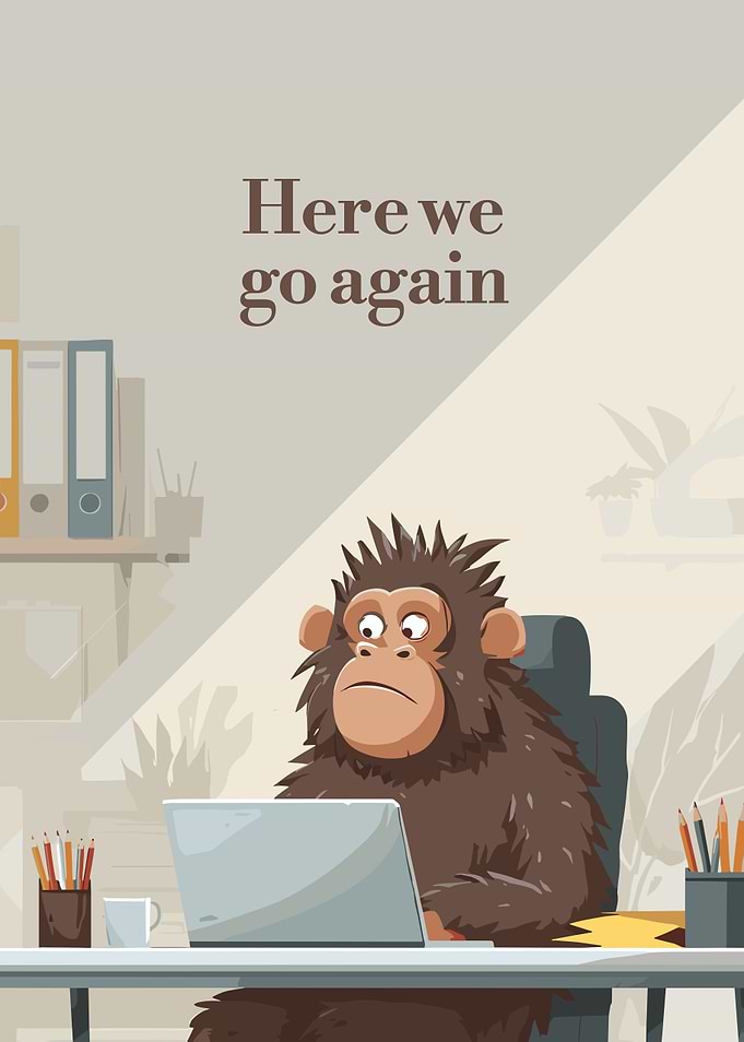 Monkey at Desk: Here We Go Again