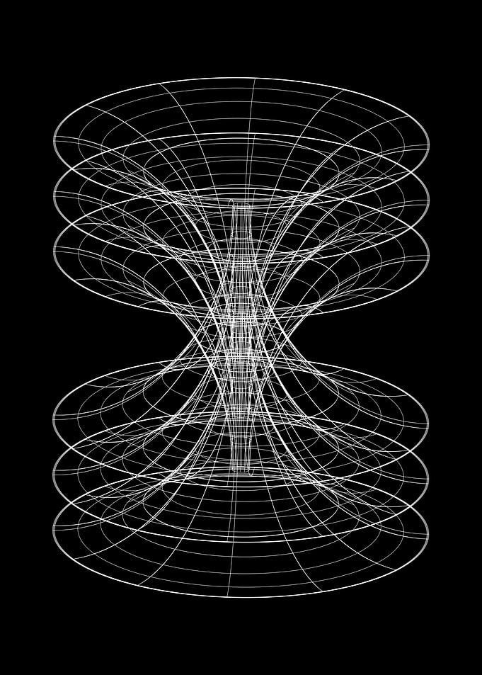Abstract Wireframe Geometric Shape on Black