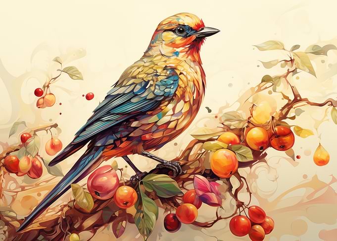 Colorful Bird on Branch