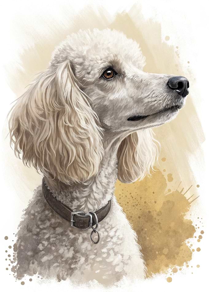 Elegant Poodle Portrait with Brown Collar