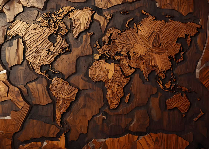 Wooden World Map Art