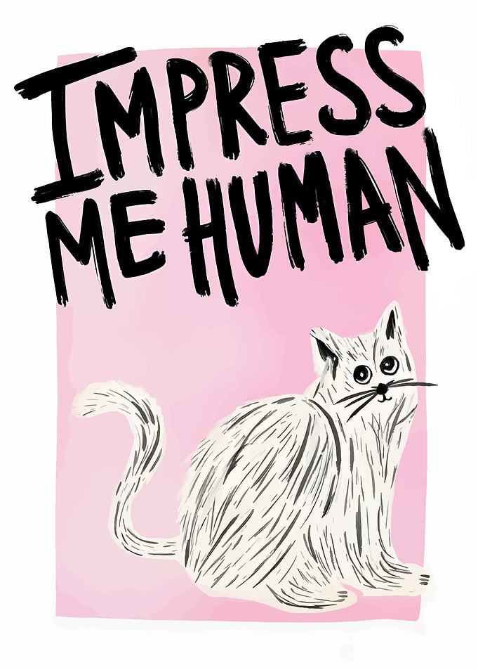 Impress Me Human Cat Art