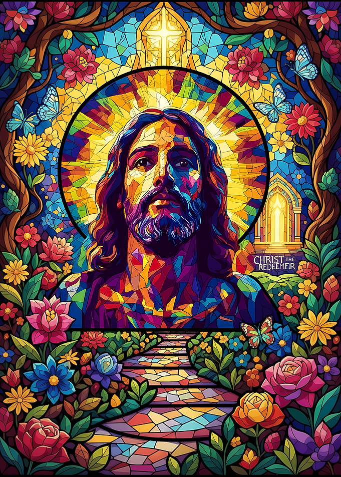 Stained Glass Jesus Christ Illustration