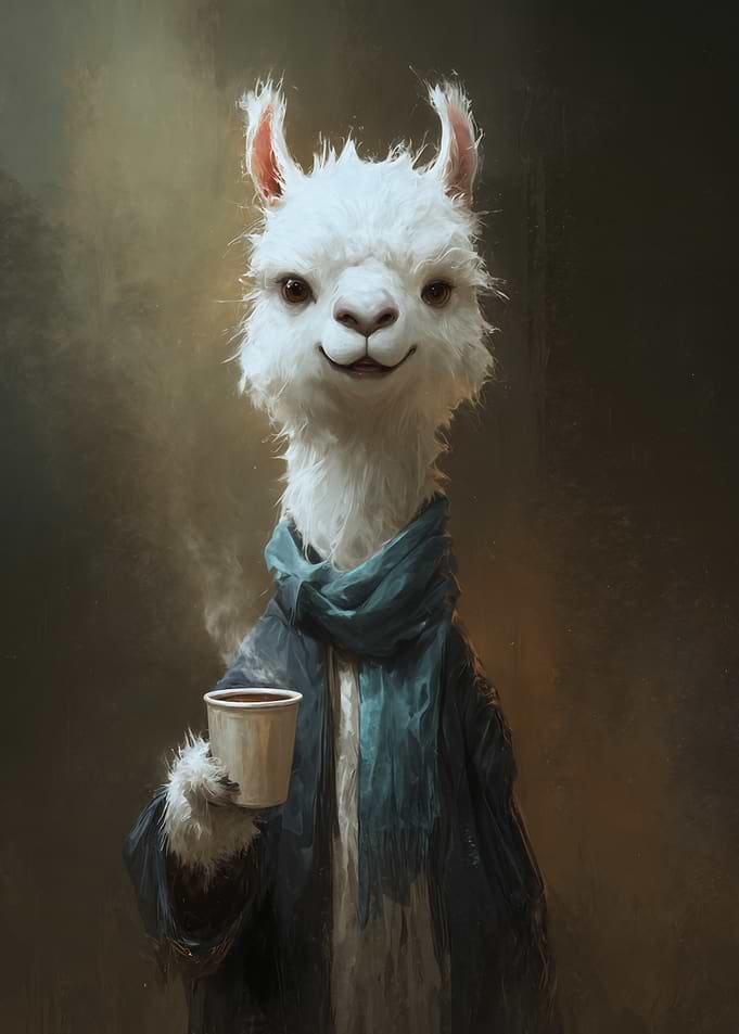 Llama with Coffee