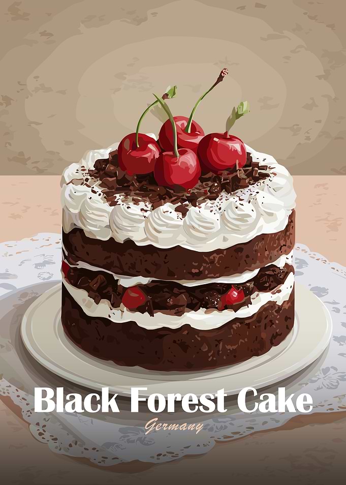 Black Forest Cake Illustration