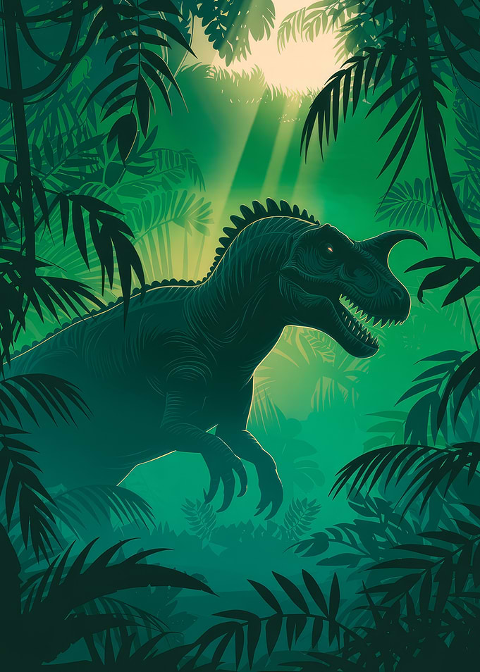Dinosaur in Jungle Illustration