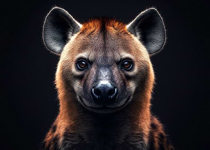 Hyena Portrait on Black Background