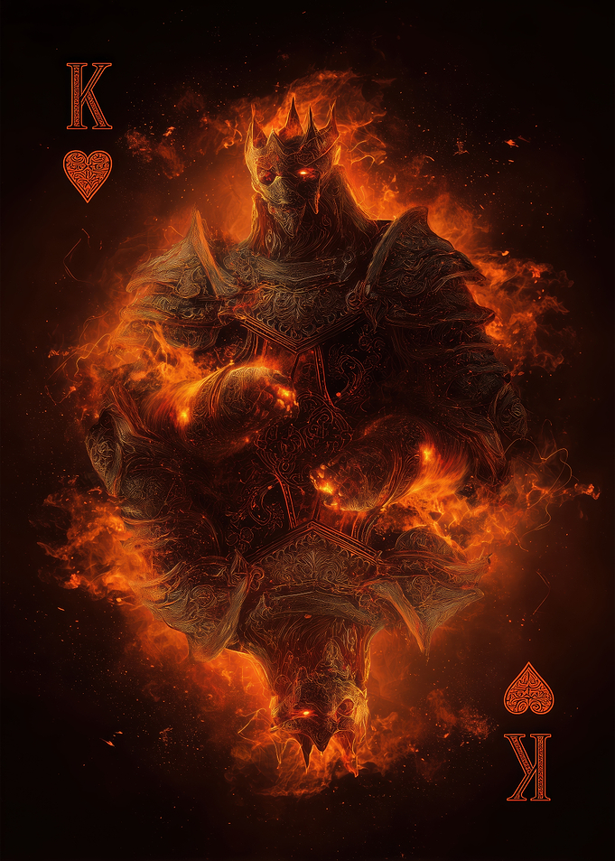Fiery King of Hearts Playing Card