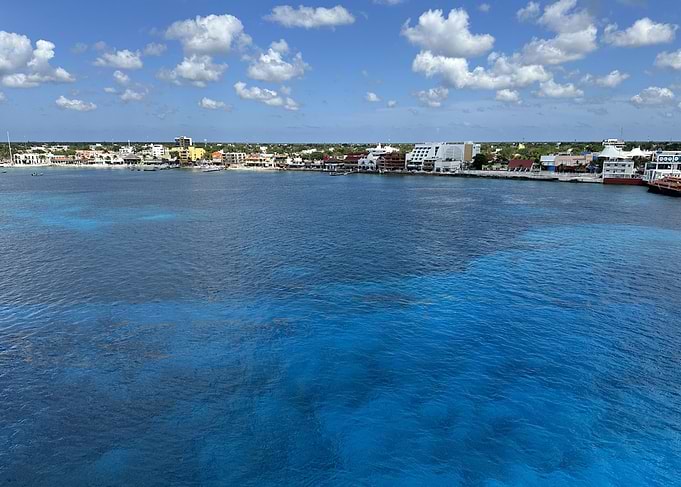 Coastal Town View with Blue Ocean