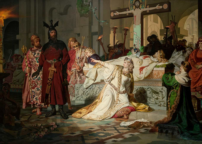 Historical Painting: Royal Scene with Mourning