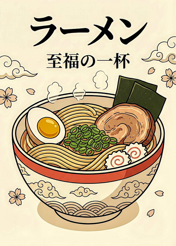 Delicious Ramen Bowl Illustration