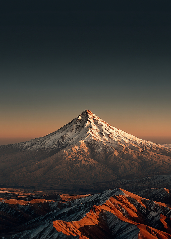 Snow-Capped Mountain Peak at Sunset