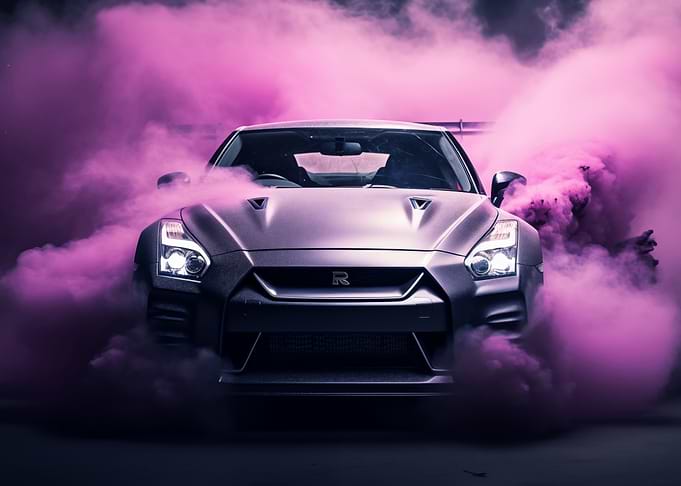Nissan GT-R in Purple Smoke