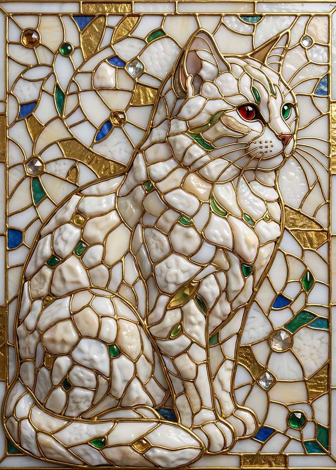 Silent Fractures – Abstract Kintsugi Cat