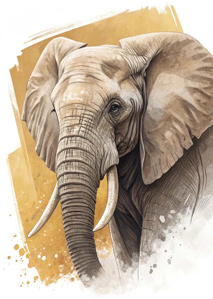 Elephant Watercolor Portrait