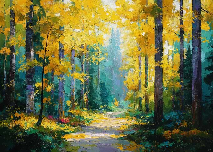 Autumn Forest Path Painting